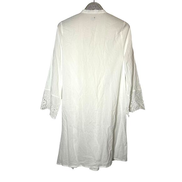 Ella Simone White Lightweight Cotton Ruffle Trim Open Cover Up - Picture 2 of 6